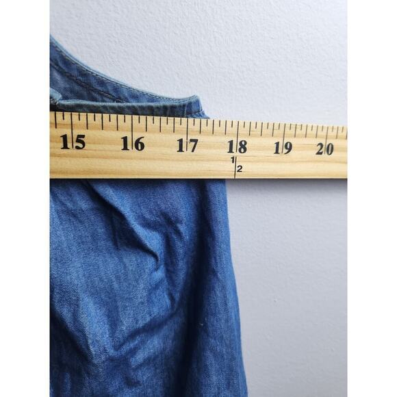 Lovers + Friends Revolve Dream Catcher Top Blue Lagoon Sz L chambray boho beach - Picture 7 of 9